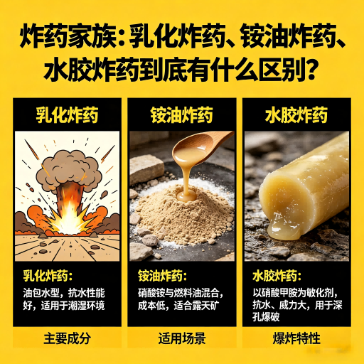 绥滨炸药家族：乳化炸药、铵油炸药、水胶炸药到底有什么区别？